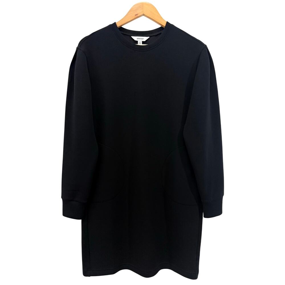 Spanx AirEssentials Crewneck Dress Black Size XS Modal Knit Pockets - Picture 4 of 10